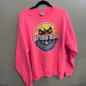 Oversized neon pink Daytona beach crew neck large